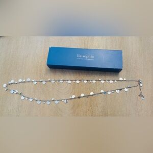 Lia Sophia long Silver Circle Necklace